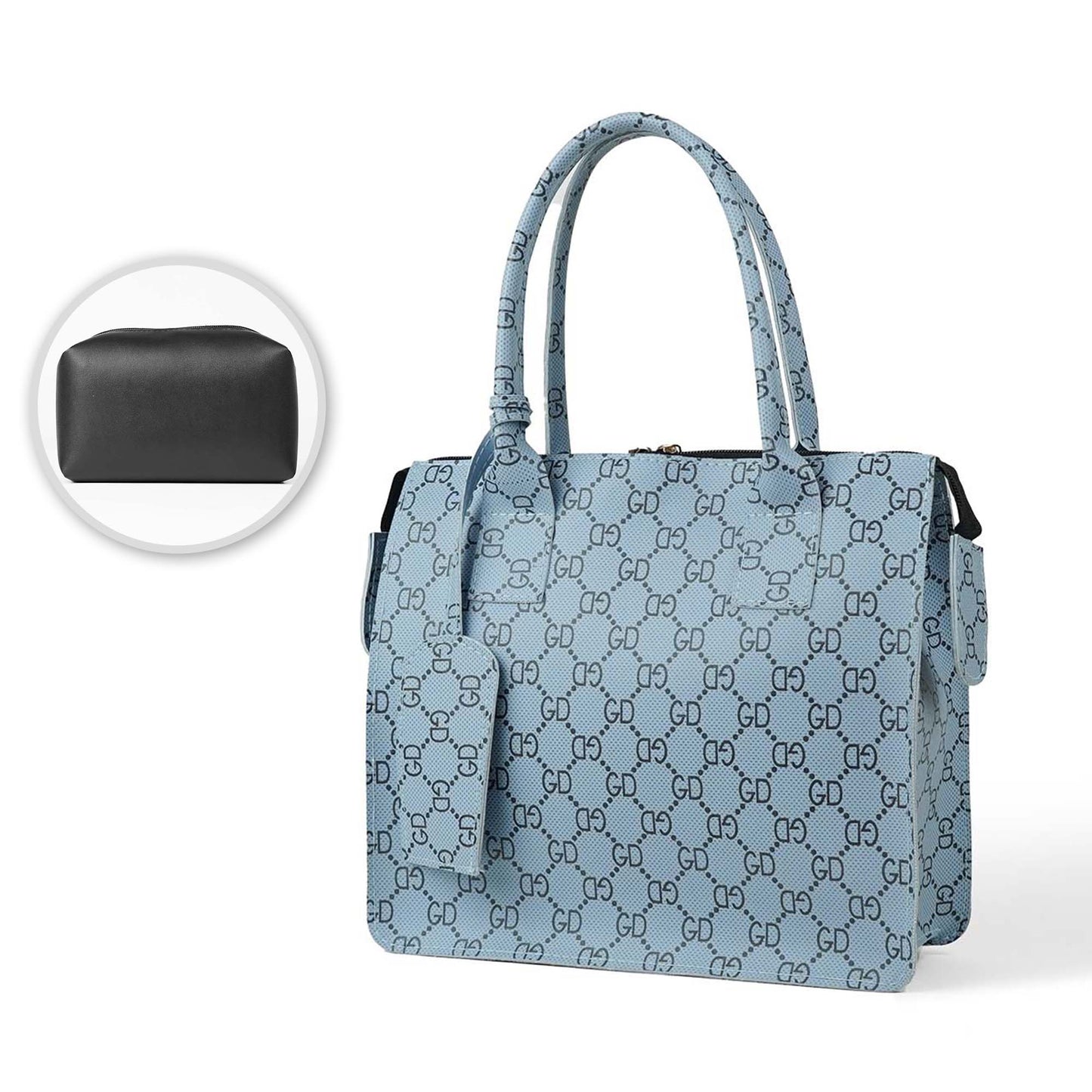 Printed Clever Bag set of 2 Sky Blue