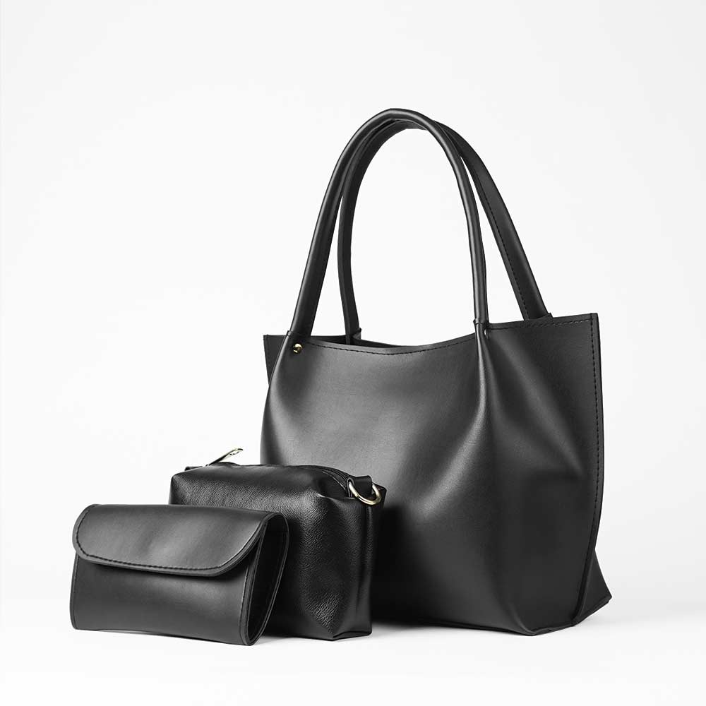 Falcon Plain Tote Set of 3 Bag Black